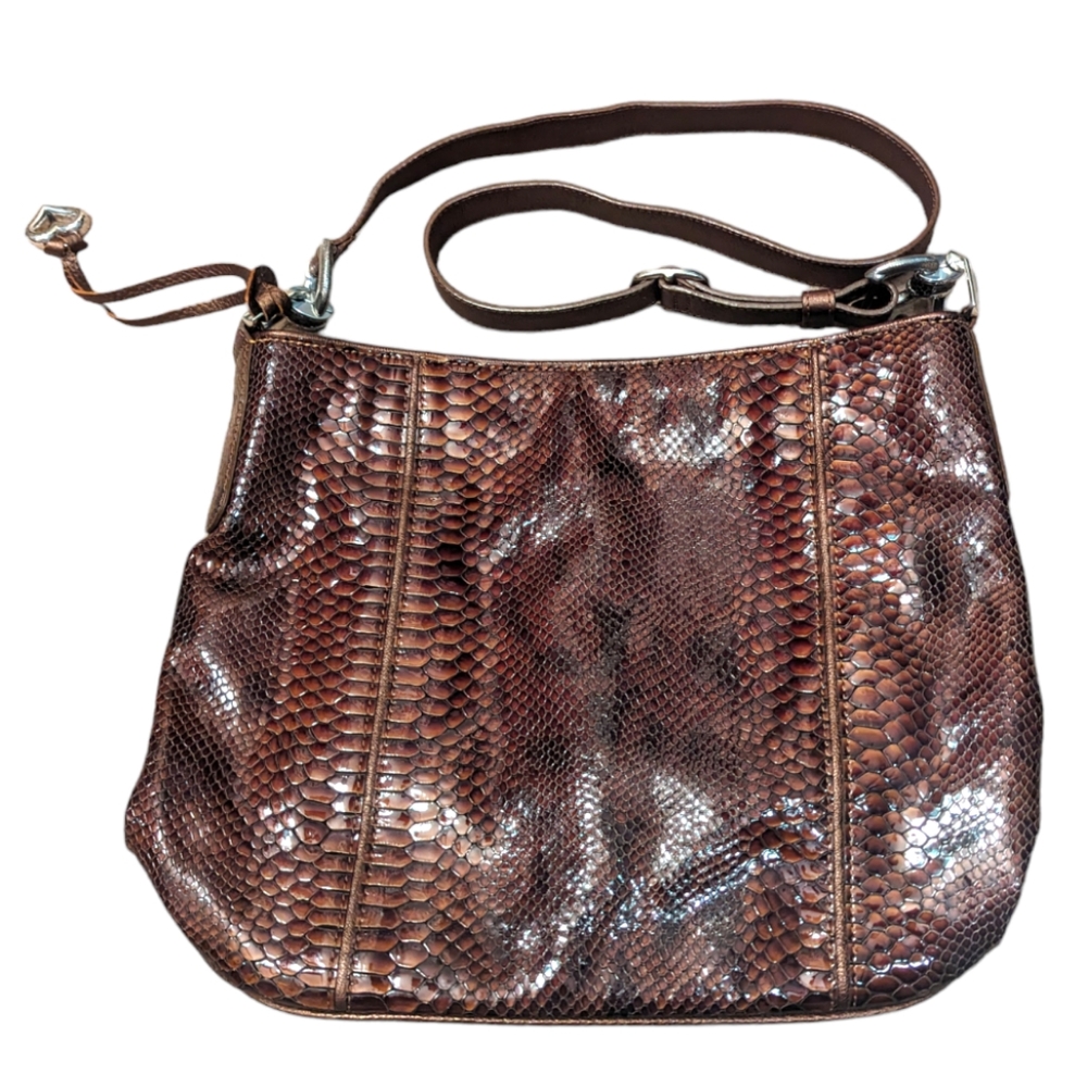 Brighton Shinny Brown Snakeskin Purse